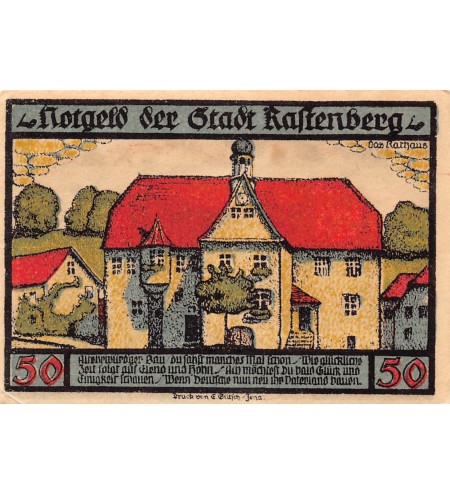 ALLEMAGNE, RASTENBERG - 50 PFENNIG 1921