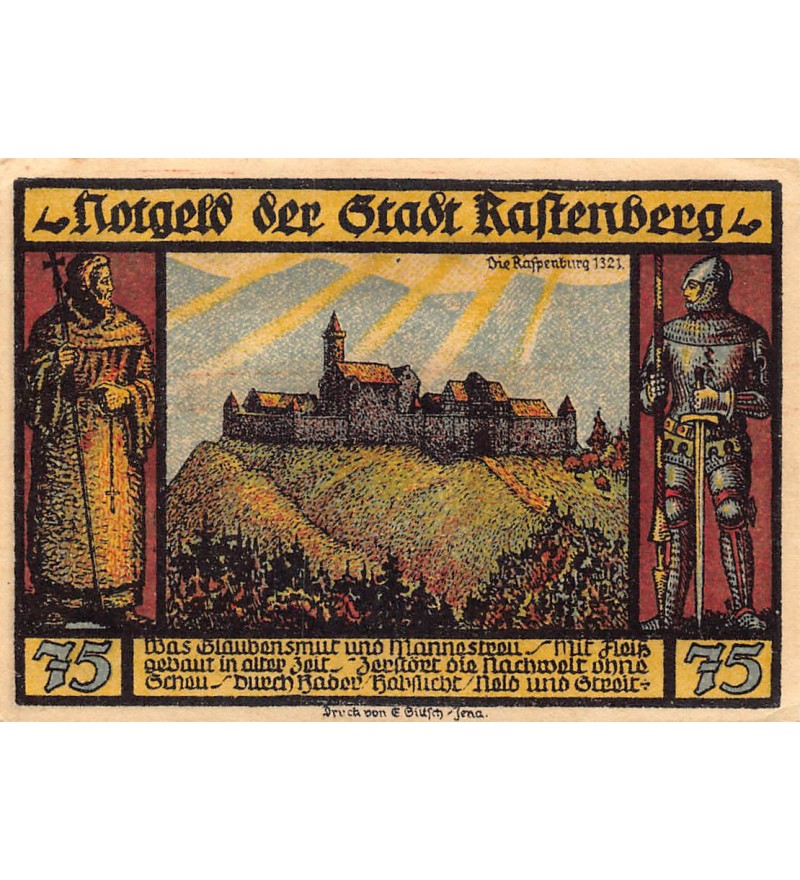 ALLEMAGNE, RASTENBERG - 75 PFENNIG 1921