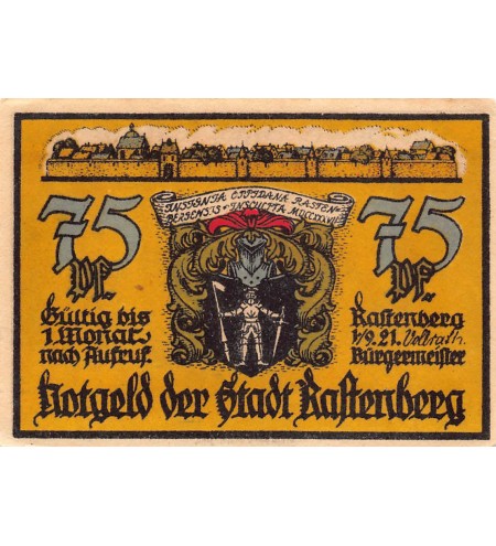 ALLEMAGNE, RASTENBERG - 75 PFENNIG 1921
