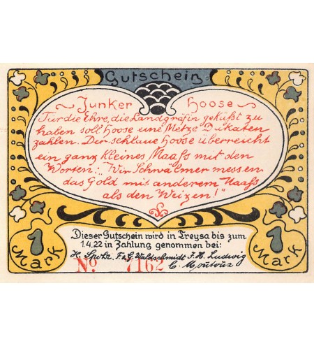 ALLEMAGNE, SCHWALMER - 1 MARK 1922