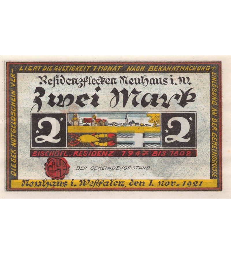 ALLEMAGNE, NEUHAUS - 2 MARK 1921