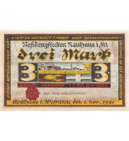 ALLEMAGNE, NEUHAUS - 3 MARK 1921