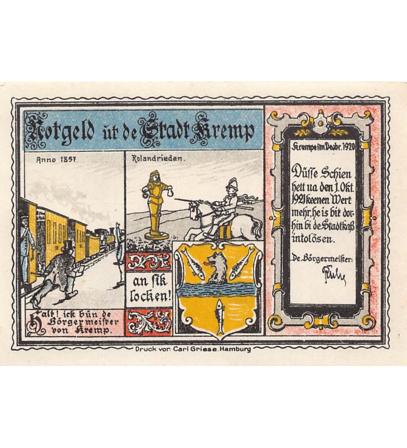 ALLEMAGNE, KREMPE - 25 PFENNIG 1921