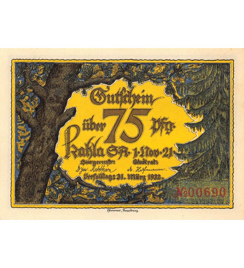 ALLEMAGNE, KAHLA - 75 PFENNIG 1921