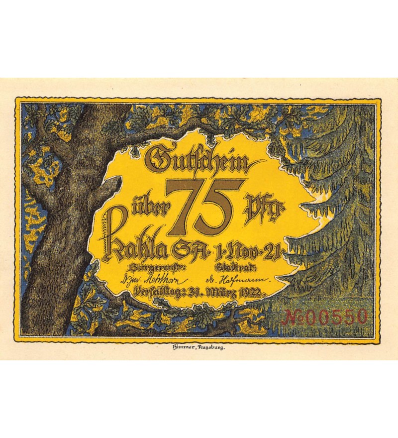 ALLEMAGNE, KAHLA - 75 PFENNIG 1921