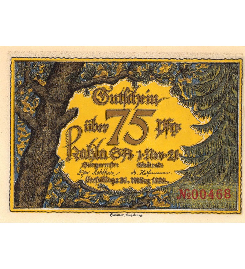ALLEMAGNE, KAHLA - 75 PFENNIG 1921