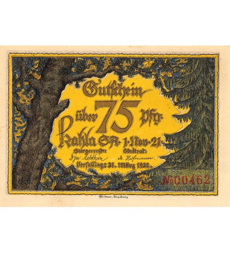 ALLEMAGNE, KAHLA - 75 PFENNIG 1921