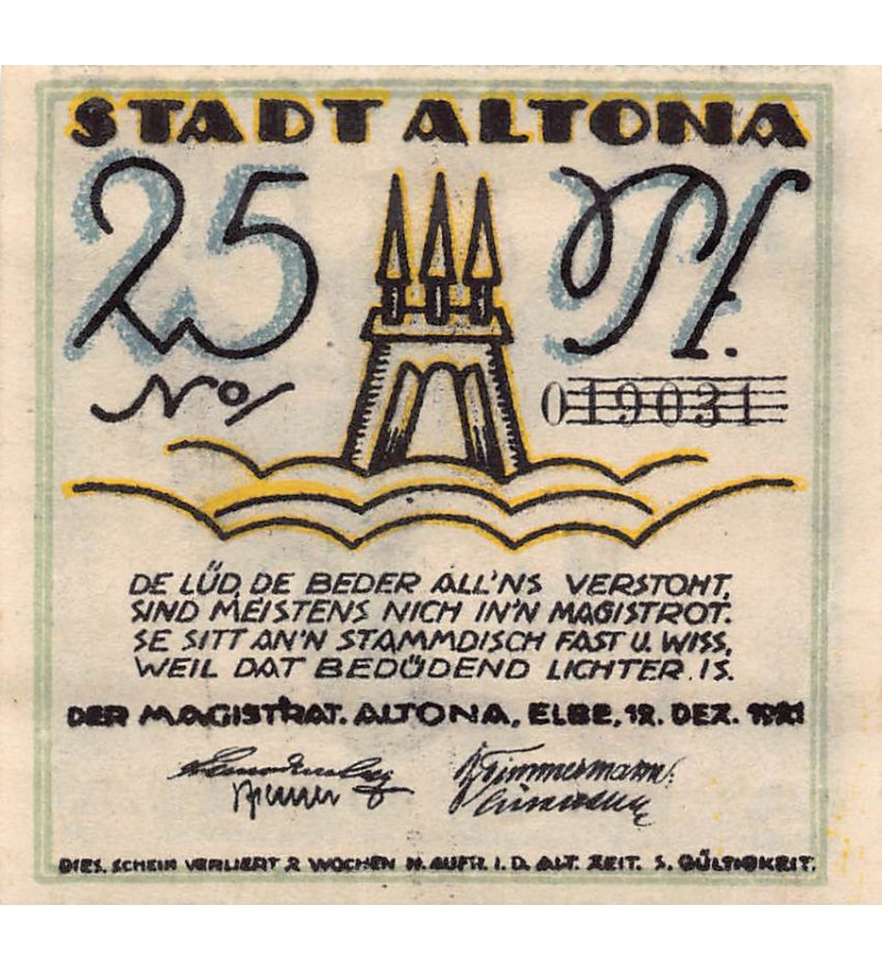 ALLEMAGNE, ALTONA - 25 PFENNIG 1921