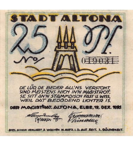 ALLEMAGNE, ALTONA - 25 PFENNIG 1921
