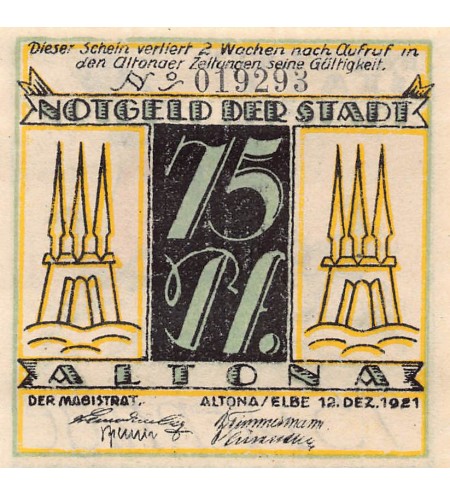 ALLEMAGNE, ALTONA - 75 PFENNIG 1921