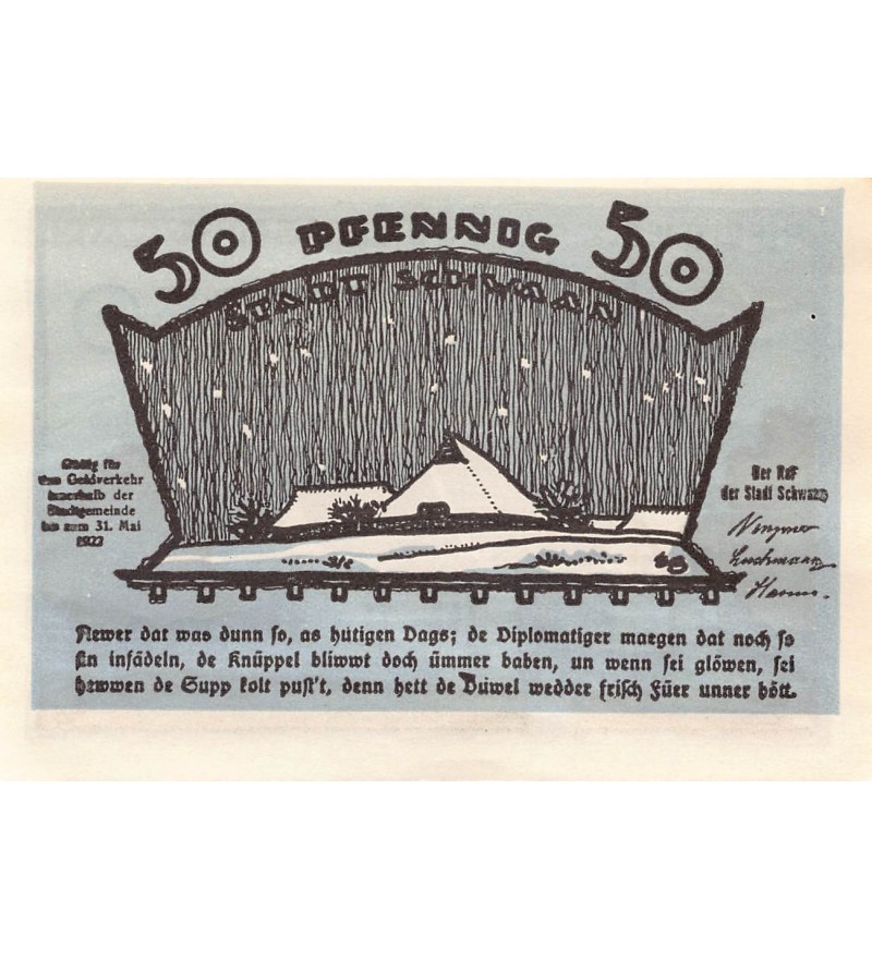 ALLEMAGNE, SCHWAAN - 50 PFENNIG 1922