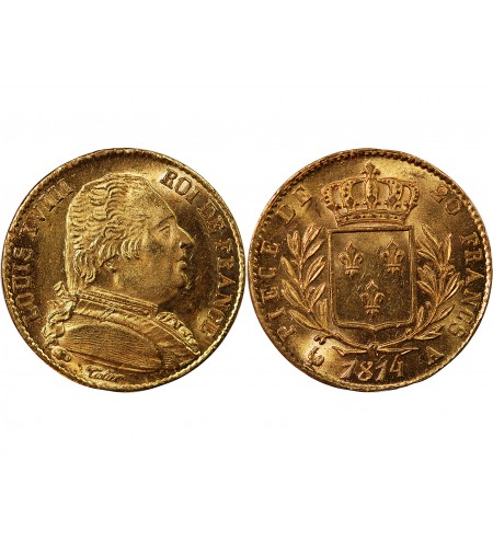 LOUIS XVIII - 20 FRANCS OR 1814 A PARIS