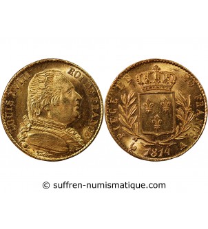 LOUIS XVIII - 20 FRANCS OR 1814 A PARIS