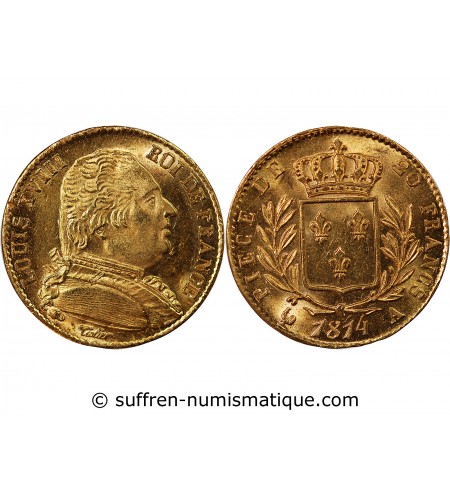 LOUIS XVIII - 20 FRANCS OR 1814 A PARIS