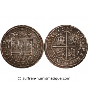 ESPAGNE, PHILIPPE IV - 8 REALES ARGENT 1632 SEGOVIE