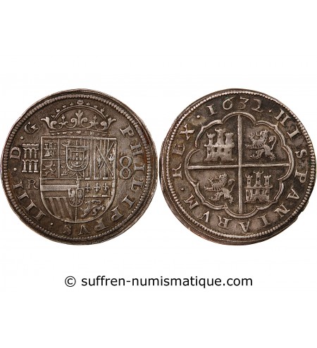 ESPAGNE, PHILIPPE IV - 8 REALES ARGENT 1632 SEGOVIE