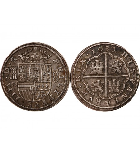 ESPAGNE, PHILIPPE IV - 8 REALES ARGENT 1632 SEGOVIE