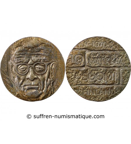 FINLANDE - 10 MARKKAA ARGENT 1970 - PRESIDENT PAASIKIVI