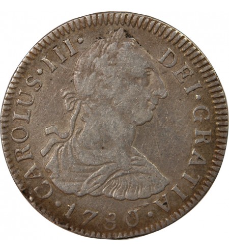 MEXIQUE, CHARLES III - 2 REALES ARGENT 1780 MEXICO