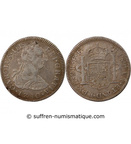 MEXIQUE, CHARLES III - 2 REALES ARGENT 1780 MEXICO