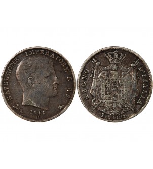 ITALIE, NAPOLEON Ier - LIRA ARGENT 1811 B BOLOGNE 2