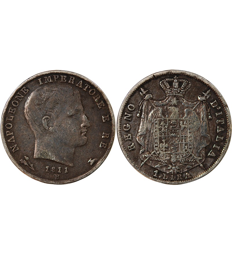 ITALIE, NAPOLEON Ier - LIRA ARGENT 1811 B BOLOGNE