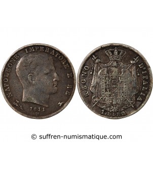 ITALIE, NAPOLEON Ier - LIRA ARGENT 1811 B BOLOGNE