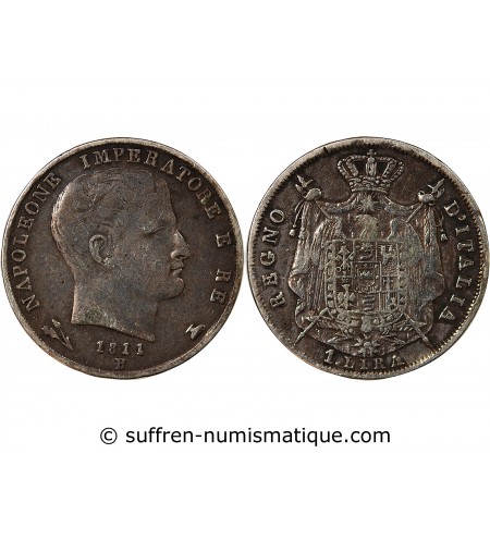 ITALIE, NAPOLEON Ier - LIRA ARGENT 1811 B BOLOGNE