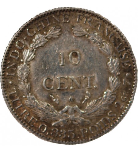 INDOCHINE FRANCAISE - 10 CENTIMES ARGENT 1909 A PARIS