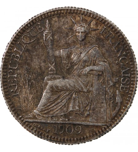 INDOCHINE FRANCAISE - 10 CENTIMES ARGENT 1909 A PARIS