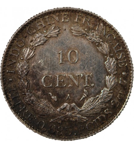 INDOCHINE FRANCAISE - 10 CENTIMES ARGENT 1909 A PARIS