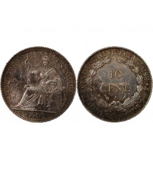 INDOCHINE FRANCAISE - 10 CENTIMES ARGENT 1909 A PARIS 2