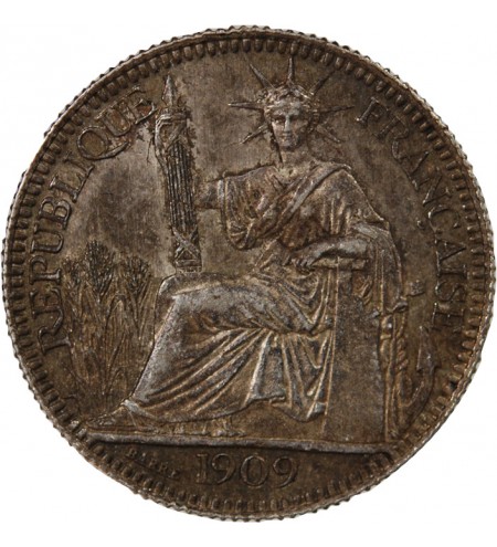INDOCHINE FRANCAISE - 10 CENTIMES ARGENT 1909 A PARIS