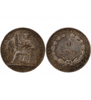 INDOCHINE FRANCAISE - 10 CENTIMES ARGENT 1909 A PARIS 2