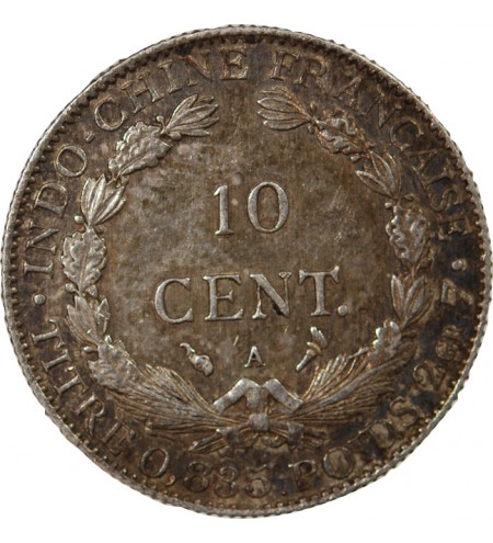 INDOCHINE FRANCAISE - 10 CENTIMES ARGENT 1909 A PARIS