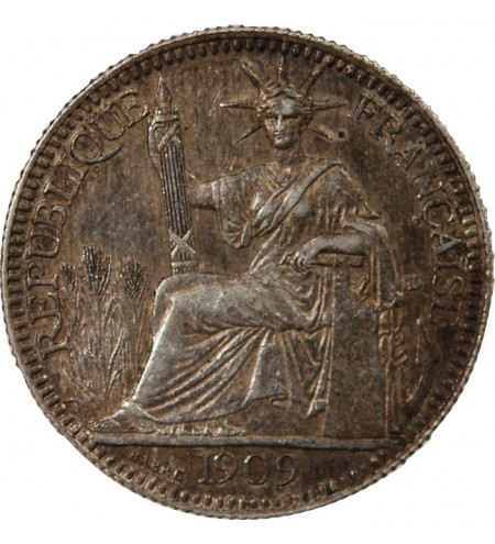 INDOCHINE FRANCAISE - 10 CENTIMES ARGENT 1909 A PARIS