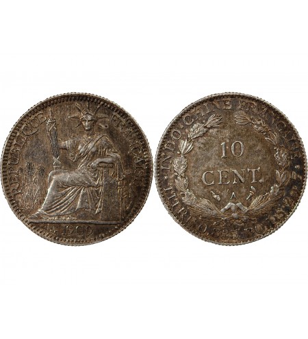 INDOCHINE FRANCAISE - 10 CENTIMES ARGENT 1909 A PARIS