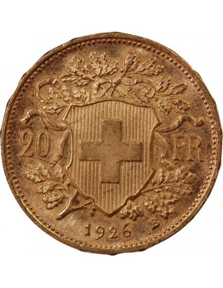 SUISSE, CONFEDERATION HELVETIQUE - 20 FRANCS OR 1926 BERN