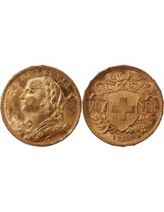SUISSE, CONFEDERATION HELVETIQUE - 20 FRANCS OR 1926 BERN 2