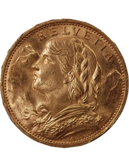 SUISSE, CONFEDERATION HELVETIQUE - 20 FRANCS OR 1926 BERN