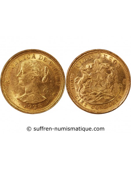 100 Pesos en OR 1926 - Chili