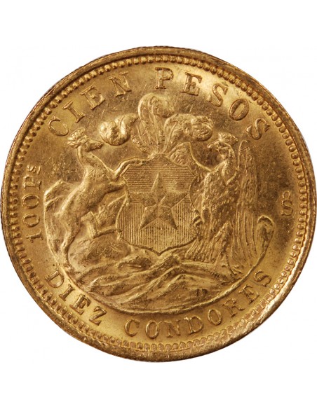 100 Pesos en OR 1926 - Chili