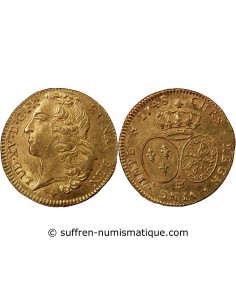 LOUIS XV - DOUBLE LOUIS D'OR AU BANDEAU 1748 BB STRASBOURG