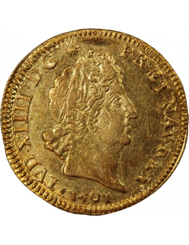 LOUIS XIV - LOUIS D'OR AUX 8 L ET INSIGNES 1701 AIX