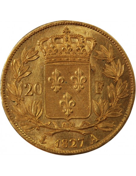 CHARLES X - 20 FRANCS OR 1827 A PARIS "4,5 Feuilles"﻿