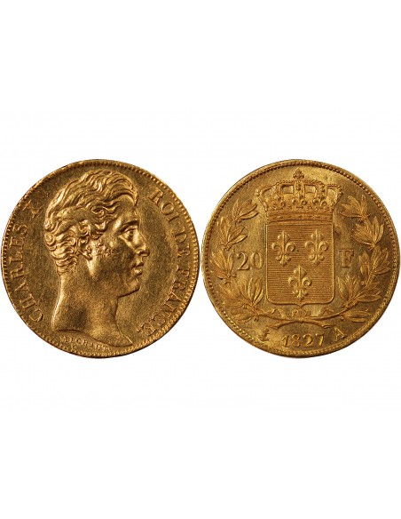CHARLES X - 20 FRANCS OR 1827 A PARIS "4,5 Feuilles"﻿