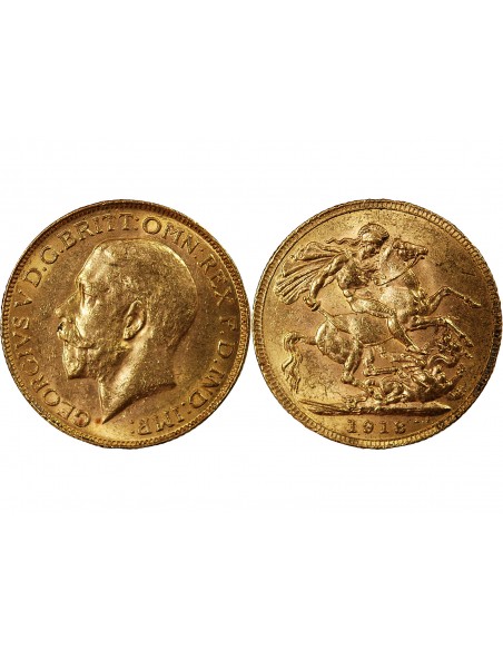 CANADA, GEORGES V - SOUVERAIN OR 1918 C