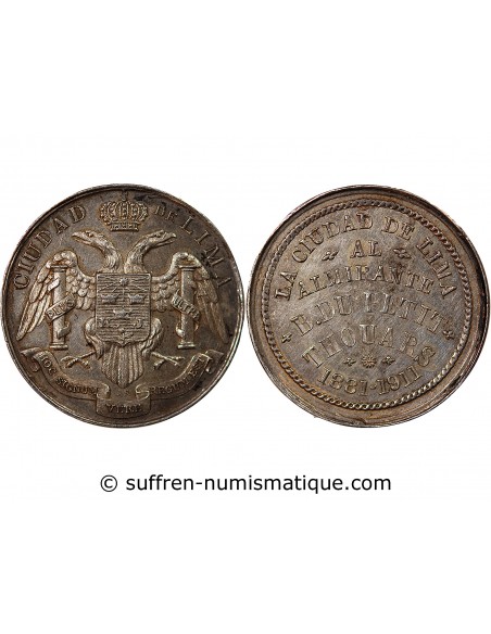 VILLE DE LIMA, FRANC-MACONNERIE - JETON ARGENT 1911