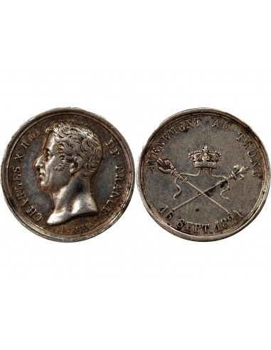 CHARLES X - PETITE MEDAILLE ARGENT 1824
