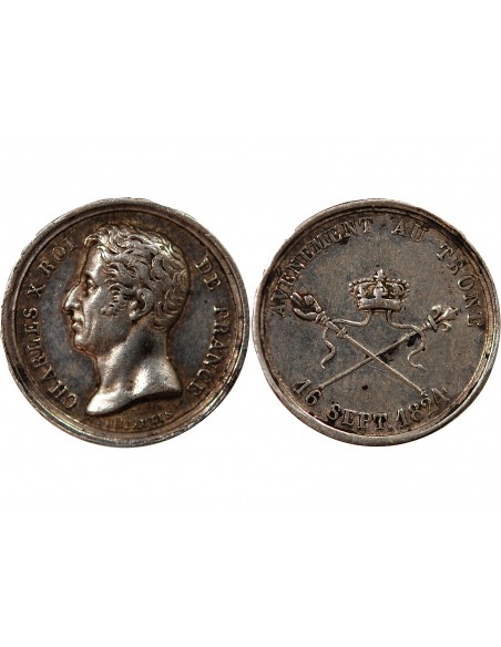 CHARLES X - PETITE MEDAILLE ARGENT 1824